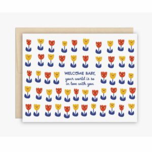 Carte Welcome Baby -Tulipes