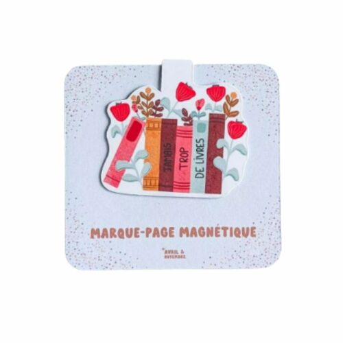 marque page magnetique book lover jamais trop de livres avril & novembre fait main en france