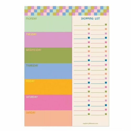 meal planner aimanté et coloré avec liste de courses détachable
